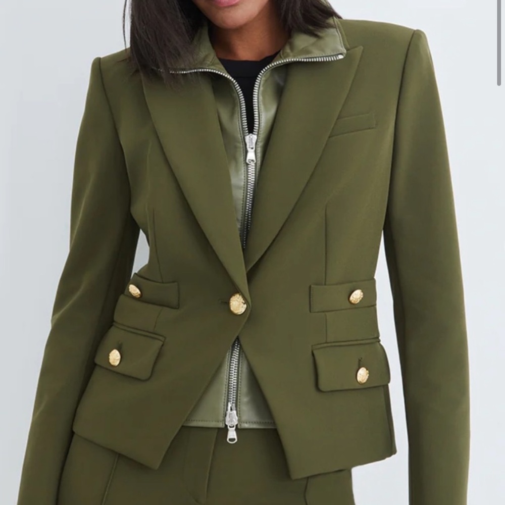 Veronica Beard Roya Dickey Jacket in Army Green Size 4